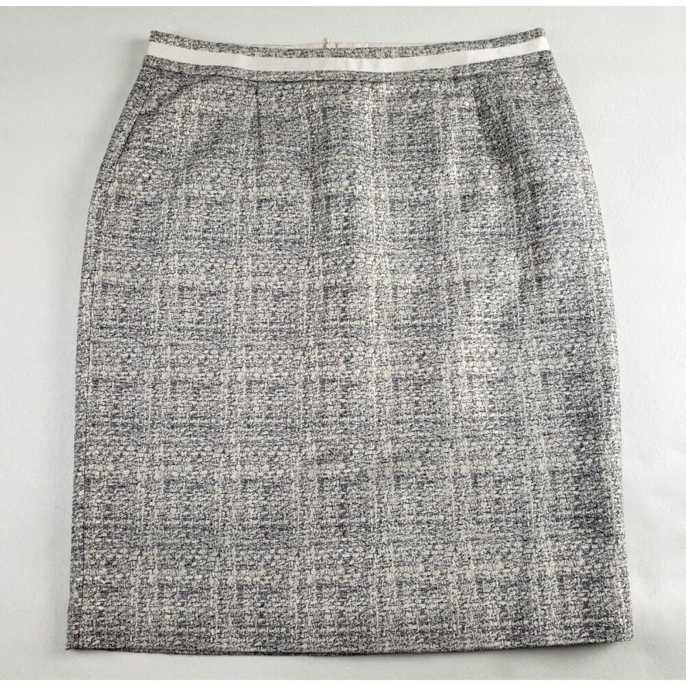 Boden Metallic Tweed Pencil Skirt Womens 10 R Gray Knee Length Lined Straight